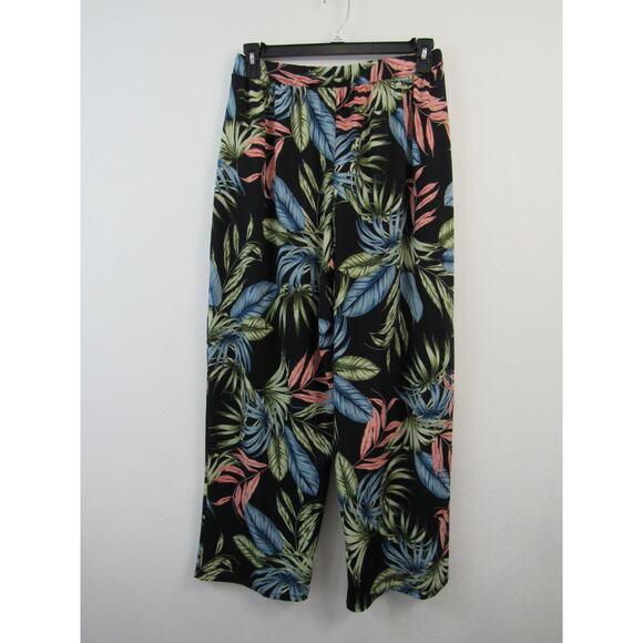 Philosophy XL Black Floral Flowy Pants Pull On Pants Wide Leg Pink Green Blue - Picture 5 of 5